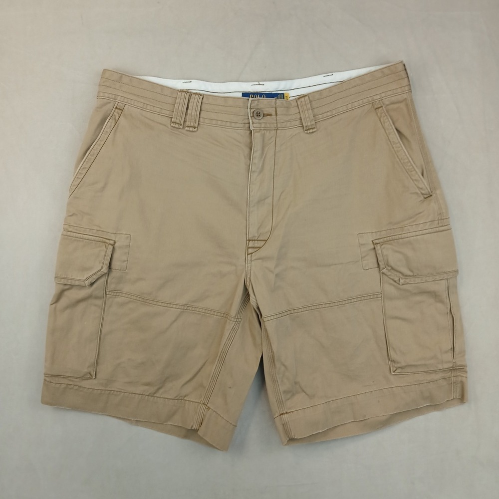 Polo Ralph Lauren 40x10 Mens Cargo Shorts Khaki Pockets FLAWS